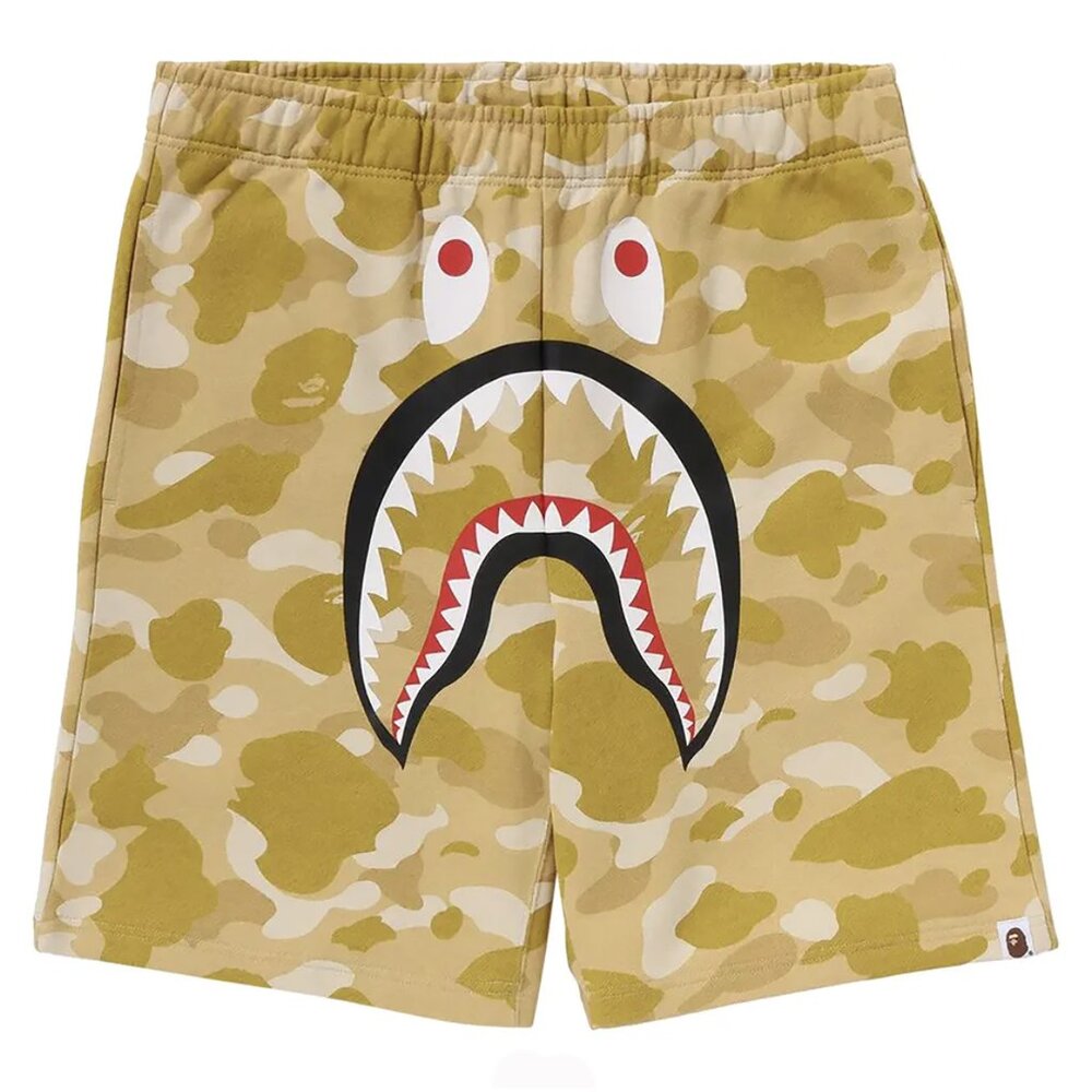 BAPE Color Camo Shark Sweat Shorts Yellow | A Bathing Ape
